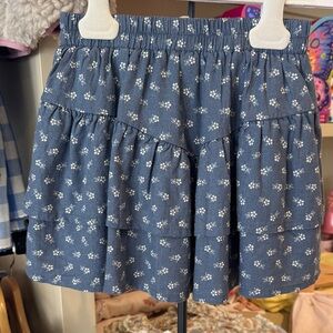 Rylee and crew GIRLS Blue Floral Tiered Skirt